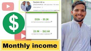 Saqlain Ali YouTube Channel Earning | YouTube Income with Proof