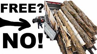 HOW TO GET FREE WOOD LOGS FOR FIREWOOD....TRADE LABOR FOR LOGS!