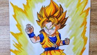 How to Draw Kid Goku Super Saiyan [ Dragonball daima ]