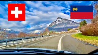 Driving from Switzerland to Liechtenstein through the Swiss Alps