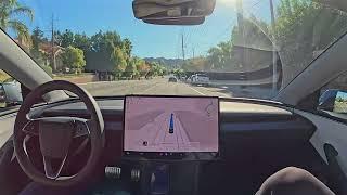 Tesla FSD 13.2: Hollywood to Topanga Canyon Lookout