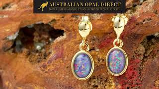 Gold Earrings, Green Earrings, Opal Stud Earrings - Australian Opal Direct | Worldwide Shipping