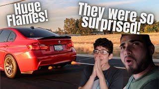 BMW 335I SHOOTS HUGE FLAMES! (SCARING MY FRIENDS)