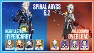 C0 Neuvillette Hypercarry & C0 Arlecchino Overload | NEW Spiral Abyss 5.2 | Genshin Impact