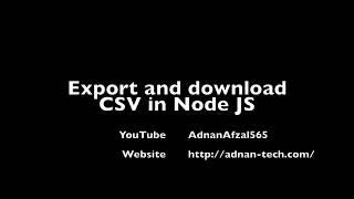 How to export and download CSV in Node JS