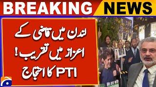 Former CJP Qazi Faez Isa faces PTI protest outside London's Middle Temple | Breaking News