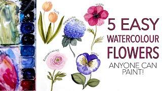 5 EASY Flowers Anyone Can Paint!
