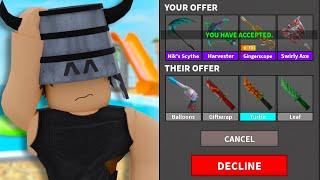 Accepting EVERY TRADE I Get In MM2... (Murder Mystery 2)