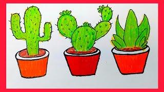 how to draw cactus easy and cute