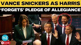 US Swearing In LIVE | J D Vance Caught Laughing At Harris As VP Fumbles The Pledge Of Allegiance