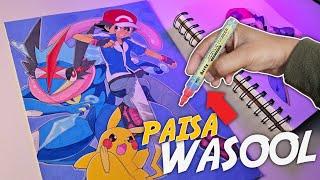 Drawing Ash Greninja And Pikachu with Arrtx  Paint Markers