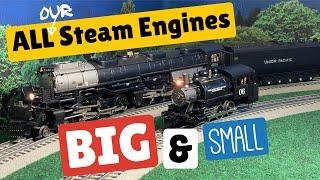 ALL Steam Trains - BIG & Small on our O-Gauge Railroad