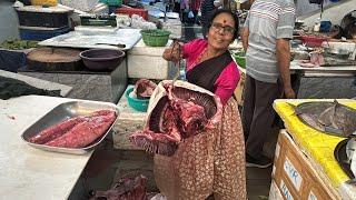 Diwale Fish Market #42kg सकलामासा कापताना निघाली #2kg गाबोली  #Fish market ️