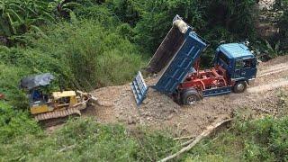 Massive Earthmoving Project: Powerful Machines Unloading Dirt in Action