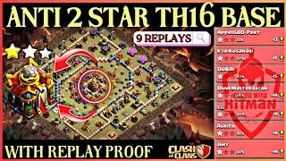 *NEW* Anti 2 Star !!! TH16 Anti Root Rider Base with Link + Replays | Clash of Clans