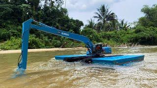 Story Line : RC Excavator Kobelco Amphibious Cleaning The Trees On Water