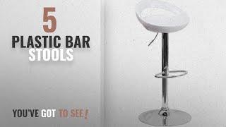 Top 10 Plastic Bar Stools [2018]: Flash Furniture 2 Pk. Contemporary White Plastic Adjustable Height