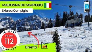 Pinzolo Madonna di Campiglio Italy / ski run 112 Brenta, from top to bottom