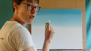 How to paint with acrylic - skies - soft blending for blue sky and sunrise sky with Charlotte Giblin