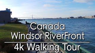 【4k】 Windsor RiverFront Walking Tour  | 4k | Ambient Music