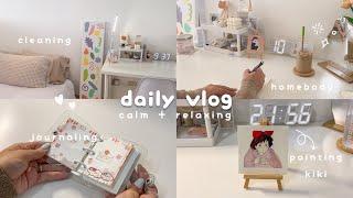 daily vlog (calm & relaxing)  𓈒 *: cleaning, journaling, painting kiki 