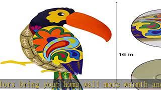 Adroiteet Large Metal Hornbill Wall Decor, Vivid Colorful Bird Art Wall Hanging for Indoor Outdoor