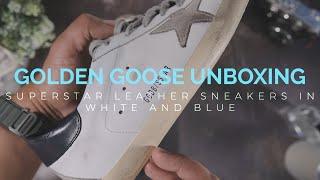 GOLDEN GOOSE 4K UNBOXING! SuperStar White Blue Leather Sneakers