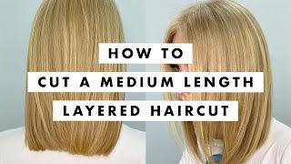 How to Cut Hair: Medium length layered haircut tutorial - MIG Training