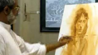 Demonstration of Portrait painting by Vasudeo Kamath.wmv