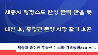 세종시 행정수도 완성 탄력, 충청권 분양 시장 활기, 세종과 충청권 부동산 뉴스와 아파트 가격동향(3.7~3.11)