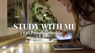 LATE NIGHT STUDY WITH ME // 3x25 Pomodorro Session, Rainnoice, Real Time