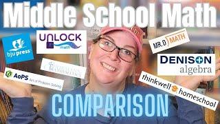 MIDDLE SCHOOL Math Curriculum Comparison // BJU, AoPS, Denison, Unlock, Mr D, Shormann, Thinkwell