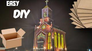 DIY -How to make a church using cardboard️| Step by step with measurments #DIY #cardboardcraft