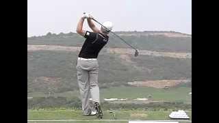 Tom Lewis - Driver Golf Swing in Slow motion (Down the Line)