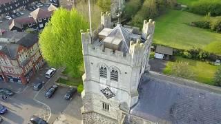 Short Drone video Waltham Abbey white water rafting center and King Harold Church
