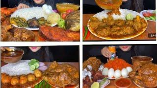 @mixeating video..eating spicy mutton curry  chicken curry  egg curry fish curry ##mukbang