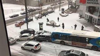 Snow Causes Multi-Vehicle Pileup in Canada