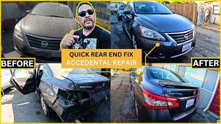 Rebuilding A Wrecked 2013 Nissan Sentra SR Rear End Damage | Bobby's Backyard Autoworks |