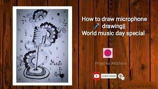 HOW TO DRAW MICROPHONE MANDALA ART|| MUSIC DRAWING|| WORLD MUSIC DAY SPECIAL. MUSIC MOTIVATIONAL ART