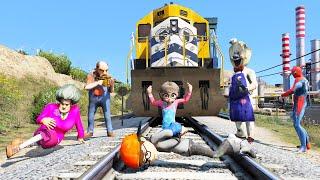 Scary Teacher 3D - Spiderman vs Miss'T - Rescue nick & Tani From the Train - Game Animation