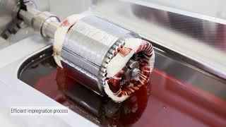 Impregnation | Roll Dip impregnation of stator with ELANTAS impregnation resin