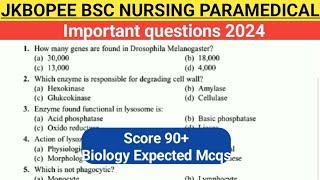 Jkbopee Bsc Nursing Biology important Mcqs Part 1| Mock Test Expected Questions| Score 90+ Series