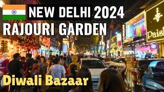 4K Walking in India 2024 - Rajouri Garden Market (Diwali Bazaar) | New Delhi, India 