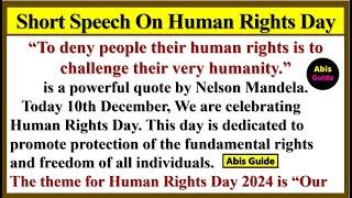 Speech on Human Rights Day | Short speech on human rights | Essay on Human rights day