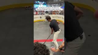 Tom Brady does the puck shooting challenge! #NHL