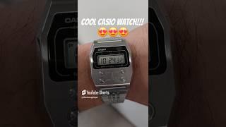 Casio vintage design stainless steel digital watch (A1100D-1) 