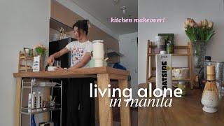 small condo kitchen makeover, renter friendly, nitori, & groceries  | living alone in the ph