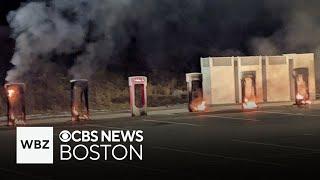 Tesla charging stations intentionally set on fire, investigators say