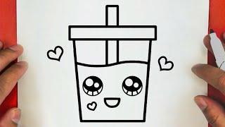 كيف ترسم كوب عصير كيوت وسهل خطوة بخطوة / رسم سهل / تعليم الرسم للمبتدئين || Cute Juice Cup Drawing