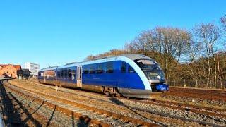 2 Siemens Desiro of Nordjyske Jernbaner Railway departing from Hjørring station,Denmark